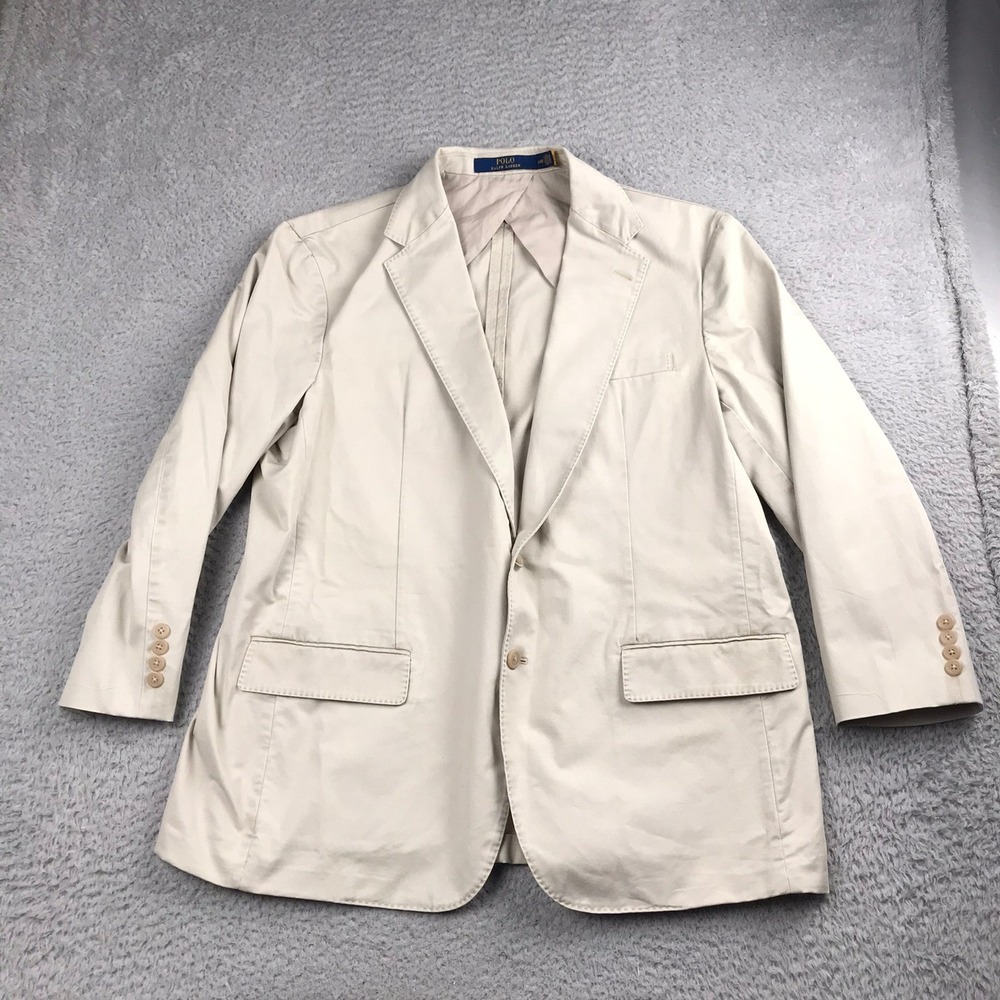 Polo Ralph Lauren Blazer Mens 48R Tan Modern Fit Cotton Twill Sport Coat